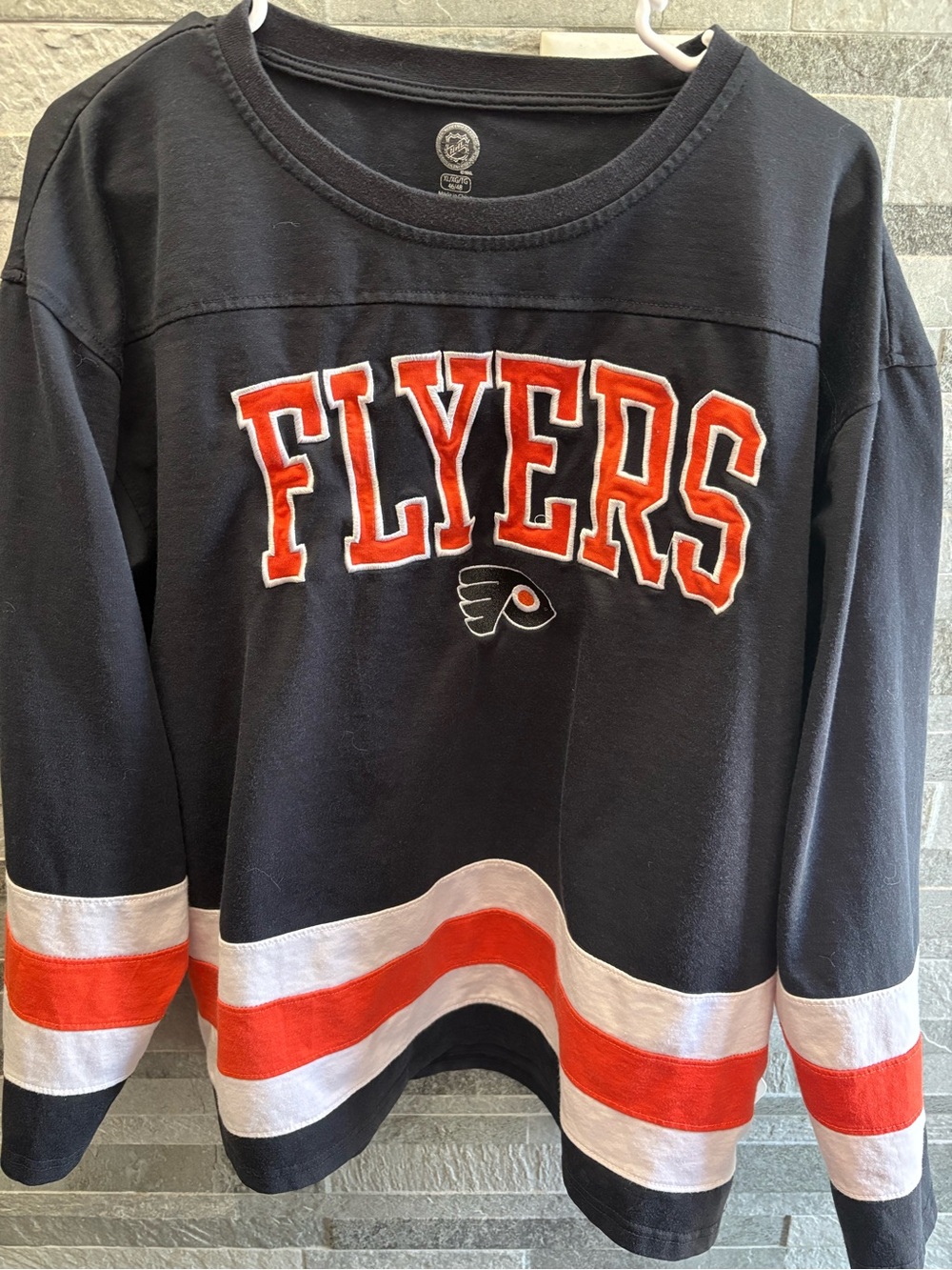 NHL Black Flyers Crewneck Sweater with Orange & White Accents